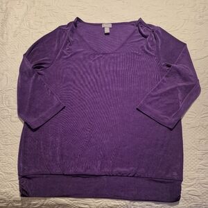 Traveler's by Chico's women's shirt purple size 2 Large or 12 has 3/4 sleeve EUC